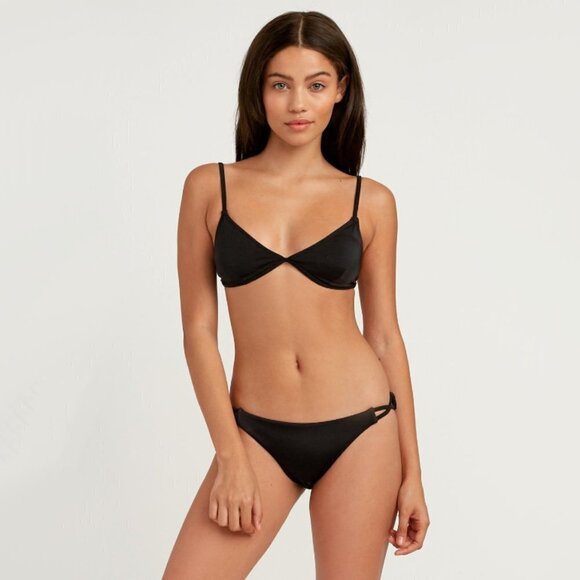 NWT RVCA gold solid shimmer mid rise bikini bottom - Picture 5 of 10